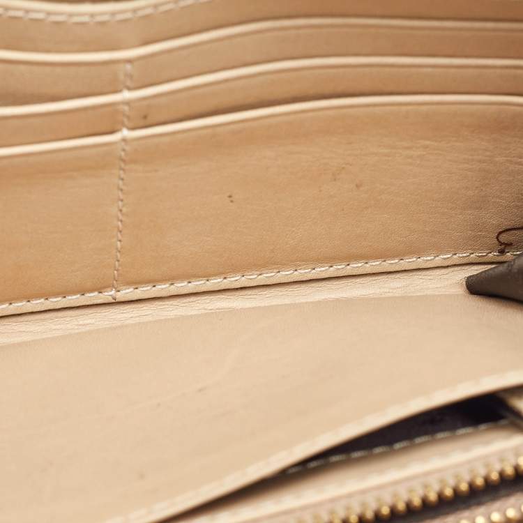 Pre Owned Burberry Beige Nova Check Coated Canvas Zip Around Wallet