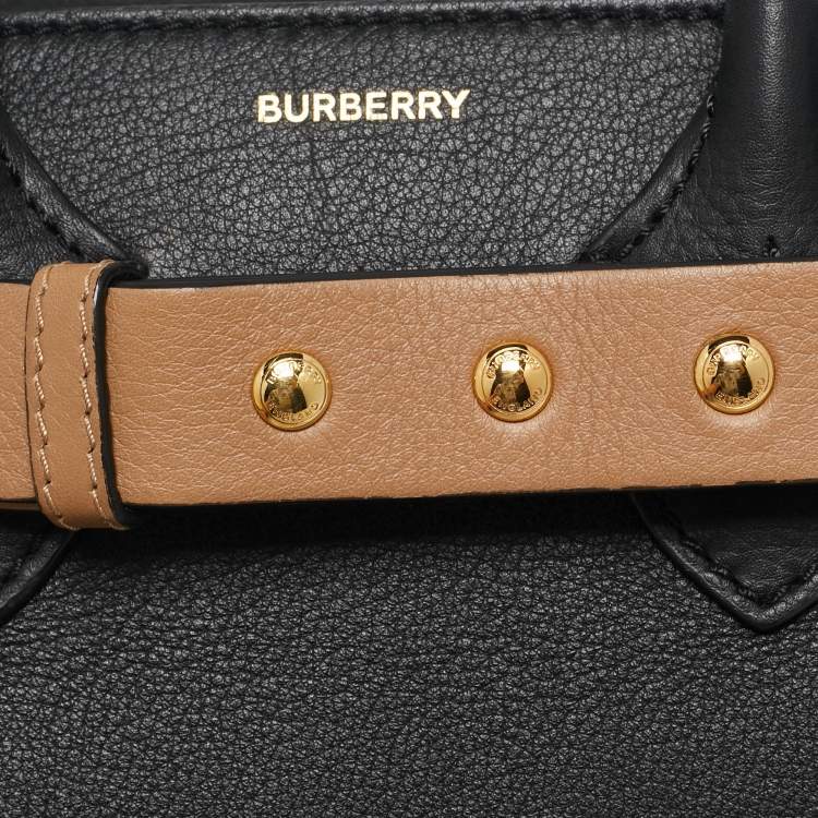 Pre Owned Burberry Black/Brown Leather Baby Belt Tote