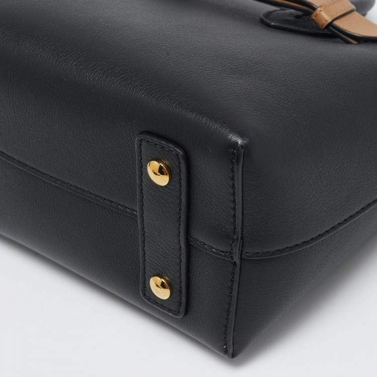 Pre Owned Burberry Black/Brown Leather Baby Belt Tote