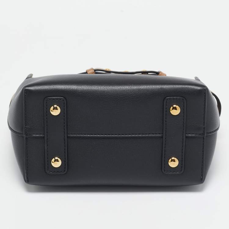 Pre Owned Burberry Black/Brown Leather Baby Belt Tote