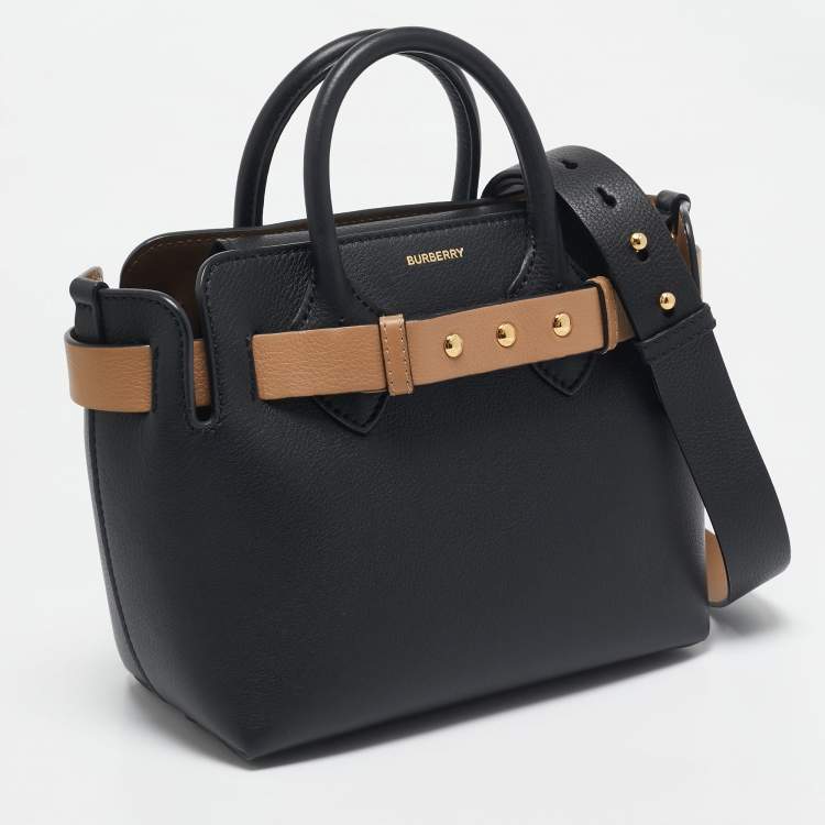 Pre Owned Burberry Black/Brown Leather Baby Belt Tote