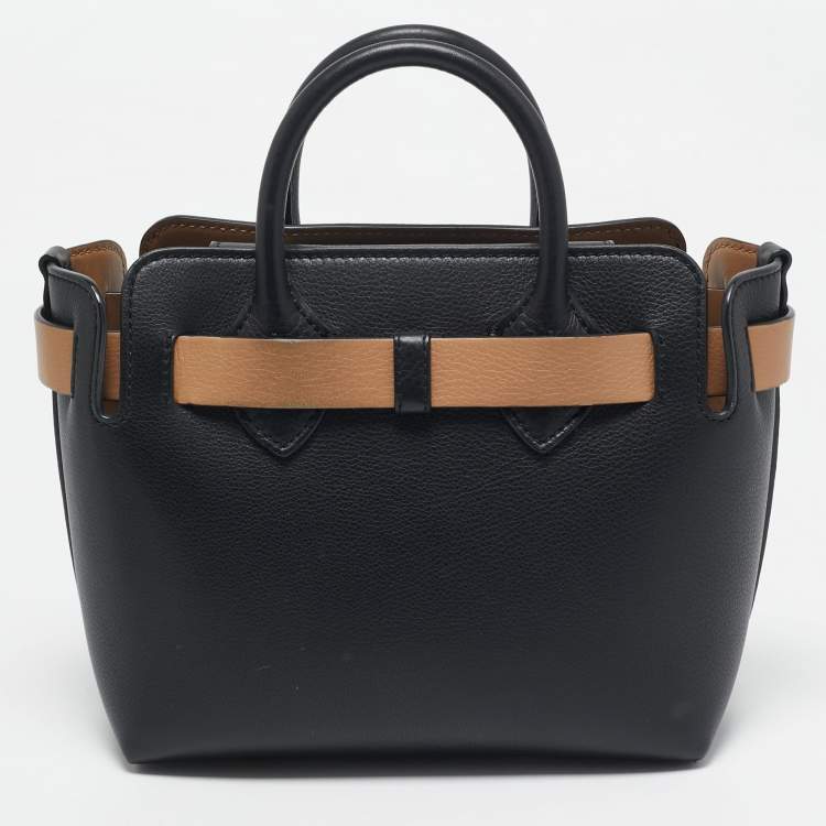 Pre Owned Burberry Black/Brown Leather Baby Belt Tote