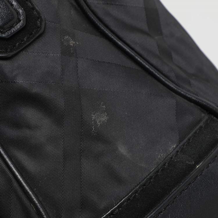 Pre Owned Burberry Black Check Nylon and Leather Maskell Hobo