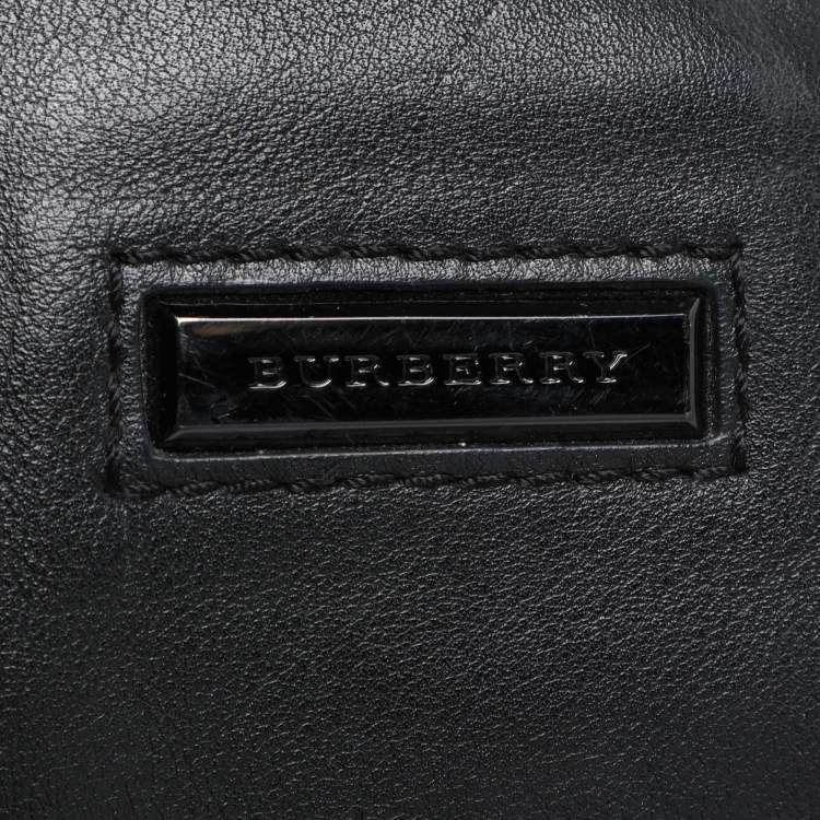 Pre Owned Burberry Black Check Nylon and Leather Maskell Hobo