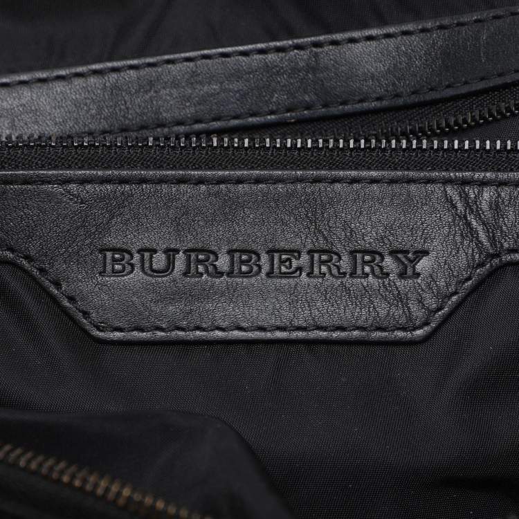 Pre Owned Burberry Black Check Nylon and Leather Maskell Hobo