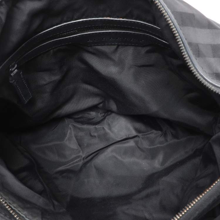 Pre Owned Burberry Black Check Nylon and Leather Maskell Hobo