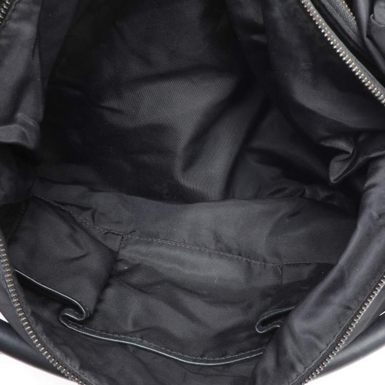 Pre Owned Burberry Black Check Nylon and Leather Maskell Hobo