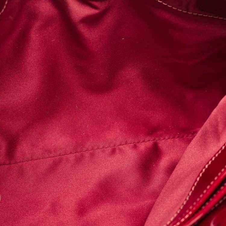 Pre Owned Burberry Red Quilted Patent Leather Baby Beaton Tote