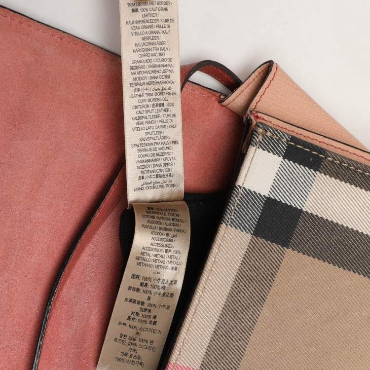 Pre Owned Burberry Pink House Check Canvas and Leather Macken Crossbody Bag