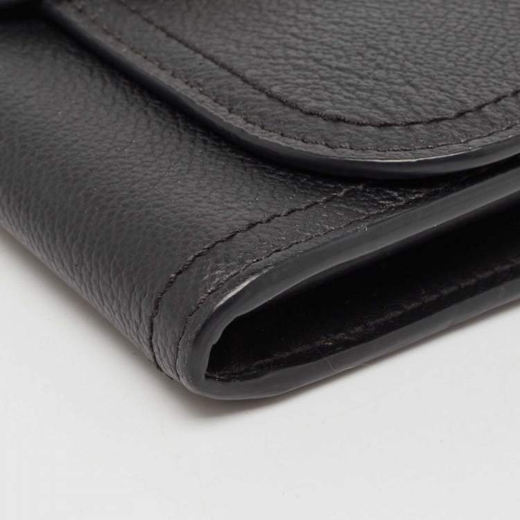 Pre Owned Burberry Black Leather Buckle Continental Wallet