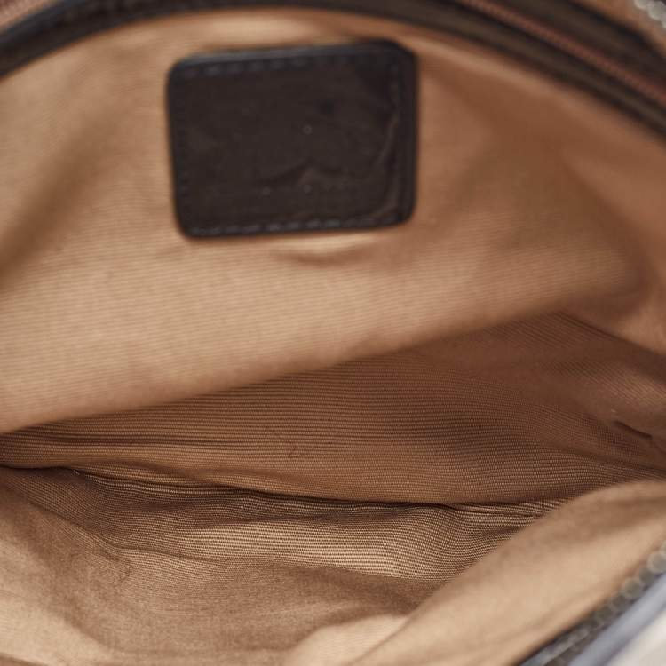 Pre Owned Burberry Beige/Black Supernova Check Coated Canvas and Patent Leather Dryden Crossbody Bag