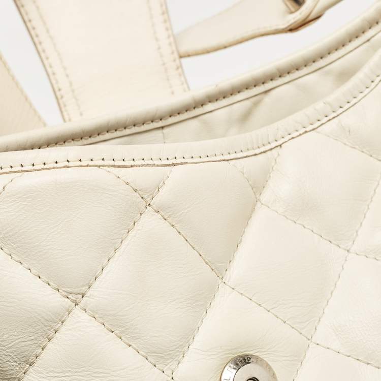 Pre Owned Burberry White Quilted Leather Brooke Hobo