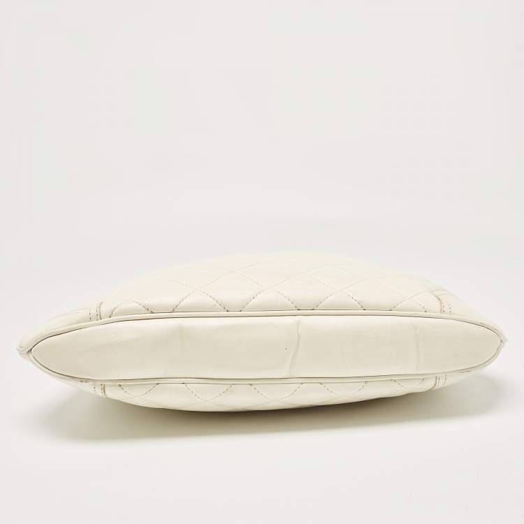 Pre Owned Burberry White Quilted Leather Brooke Hobo