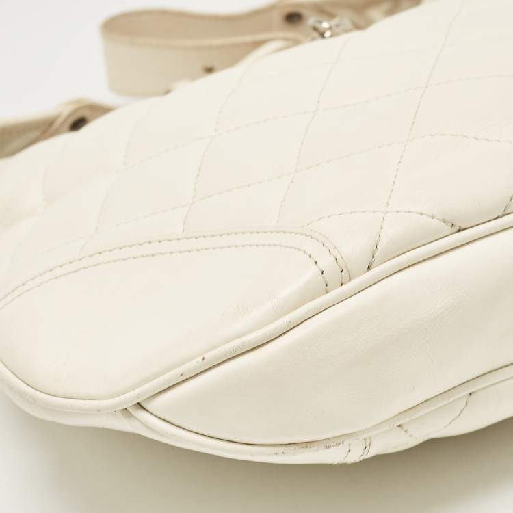 Pre Owned Burberry White Quilted Leather Brooke Hobo