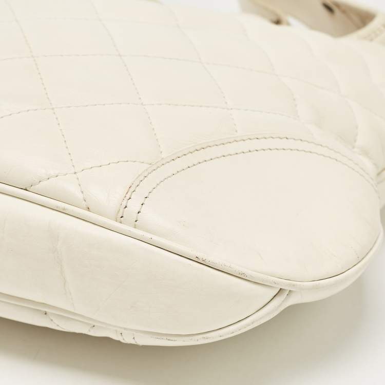 Pre Owned Burberry White Quilted Leather Brooke Hobo