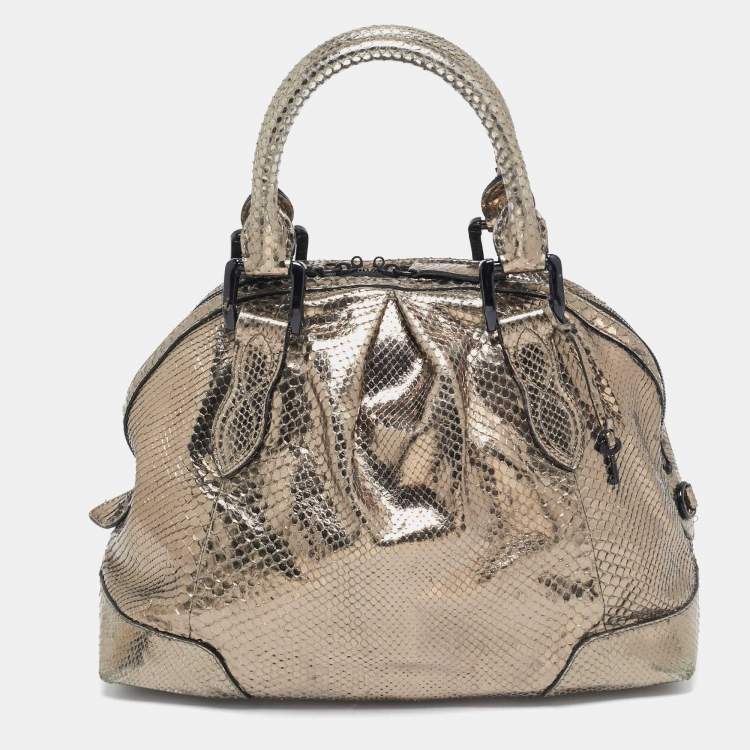 Pre Owned Burberry Metallic Python Limited Edition 23 Thornley Satchel