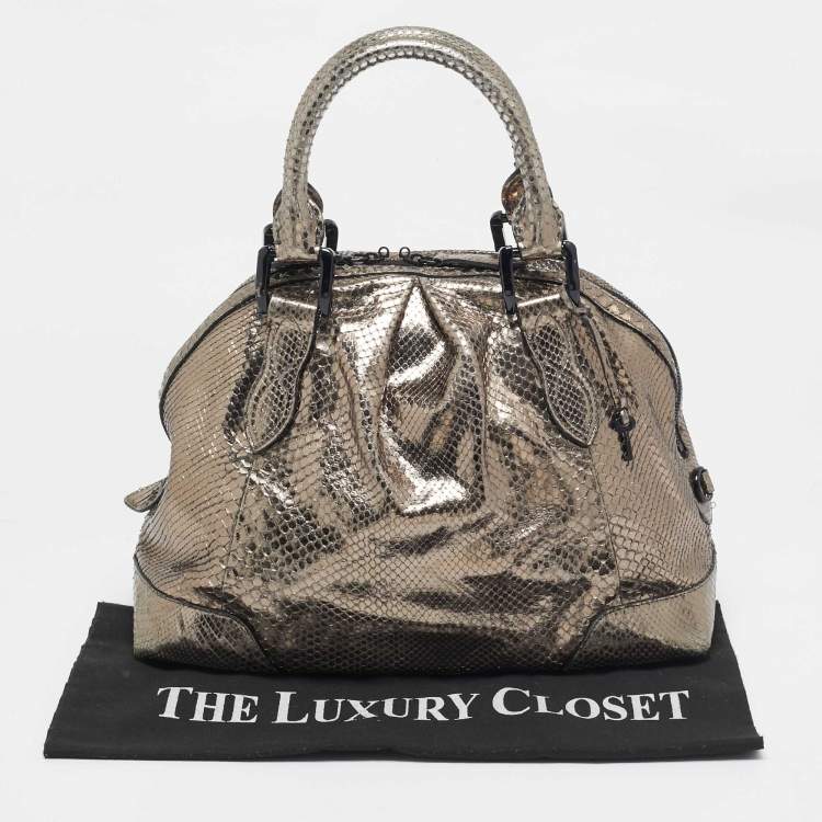 Pre Owned Burberry Metallic Python Limited Edition 23 Thornley Satchel