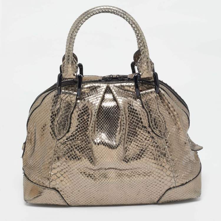 Pre Owned Burberry Metallic Python Limited Edition 23 Thornley Satchel