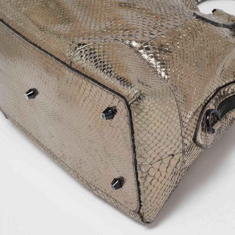 Pre Owned Burberry Metallic Python Limited Edition 23 Thornley Satchel