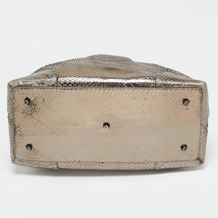 Pre Owned Burberry Metallic Python Limited Edition 23 Thornley Satchel