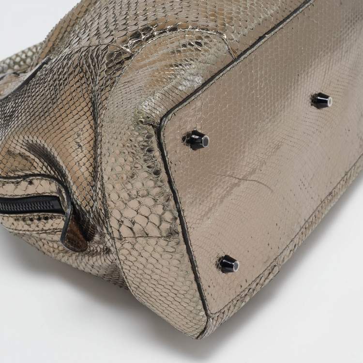 Pre Owned Burberry Metallic Python Limited Edition 23 Thornley Satchel