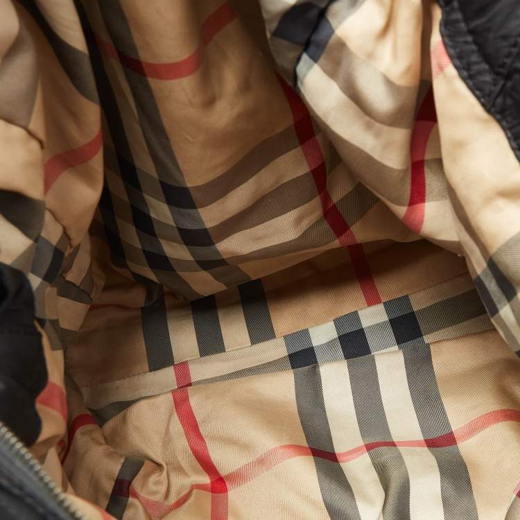 Pre Owned Burberry Black Nylon and Leather Buckleigh Tote