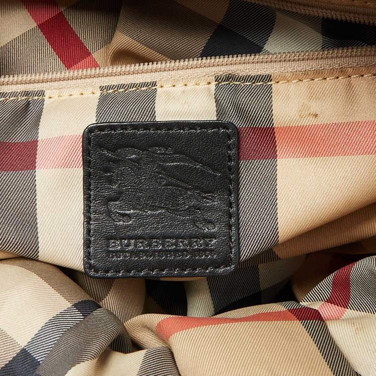 Pre Owned Burberry Black Nylon and Leather Buckleigh Tote