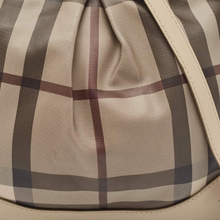 Pre Owned Burberry Beige Smoke Check PVC and Leather Hartham Crossbody Bag