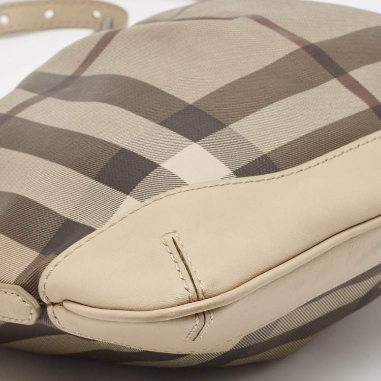 Pre Owned Burberry Beige Smoke Check PVC and Leather Hartham Crossbody Bag