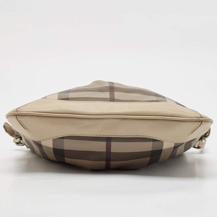 Pre Owned Burberry Beige Smoke Check PVC and Leather Hartham Crossbody Bag