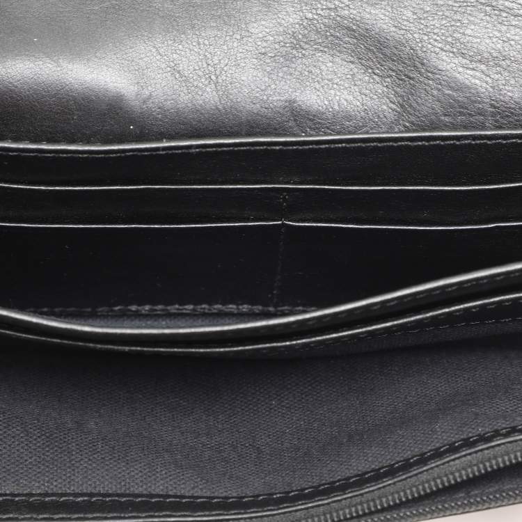 Pre Owned Burberry Black/Beige Nova Check Canvas and Leather Continental Wallet