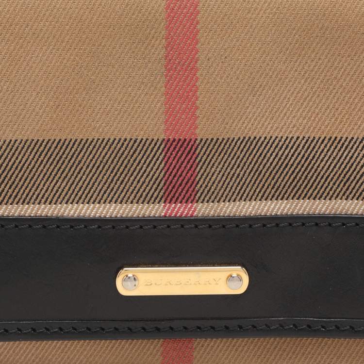 Pre Owned Burberry Black/Beige Nova Check Canvas and Leather Continental Wallet
