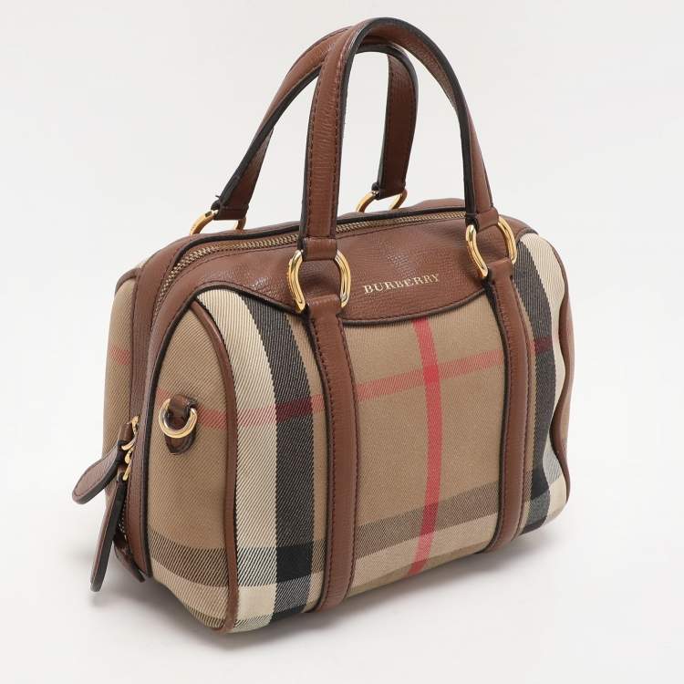 Pre Owned Burberry Beige/Brown Canvas and Leather Small Alchester Bowler Bag