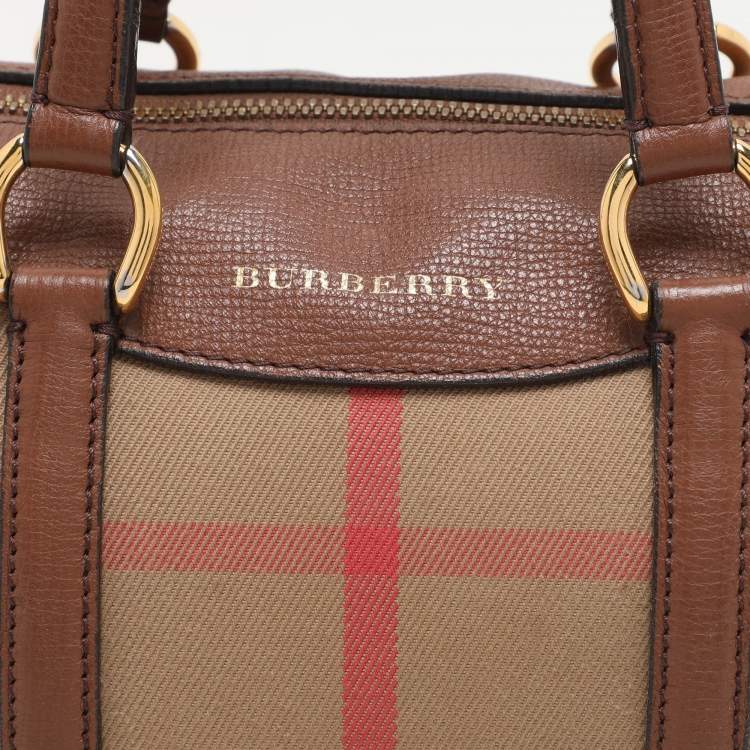 Pre Owned Burberry Beige/Brown Canvas and Leather Small Alchester Bowler Bag