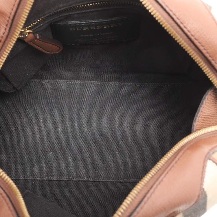 Pre Owned Burberry Beige/Brown Canvas and Leather Small Alchester Bowler Bag