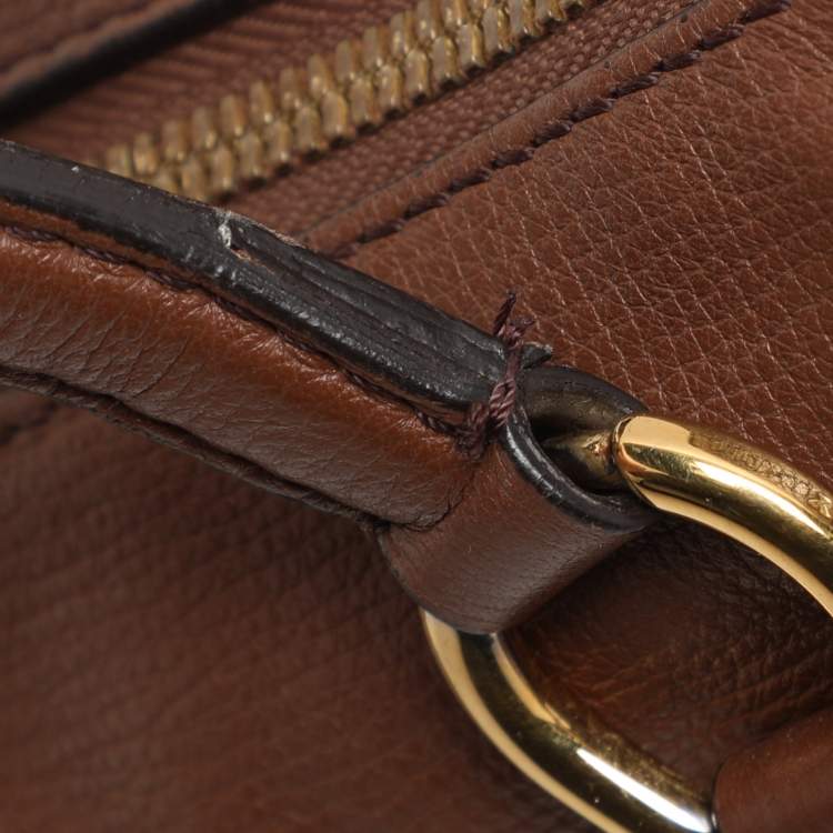 Pre Owned Burberry Beige/Brown Canvas and Leather Small Alchester Bowler Bag