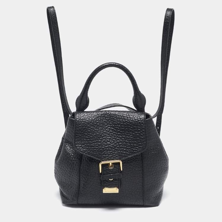 Pre Owned Burberry Black Pebbled Leather Small Belmont Backpack