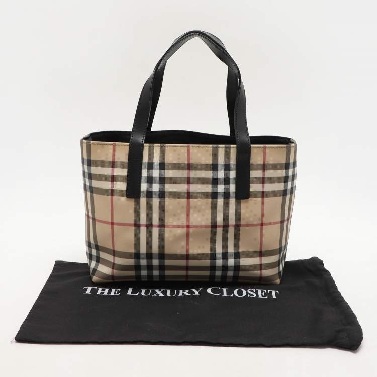 Pre Owned Burberry Beige House Check PVC Tote