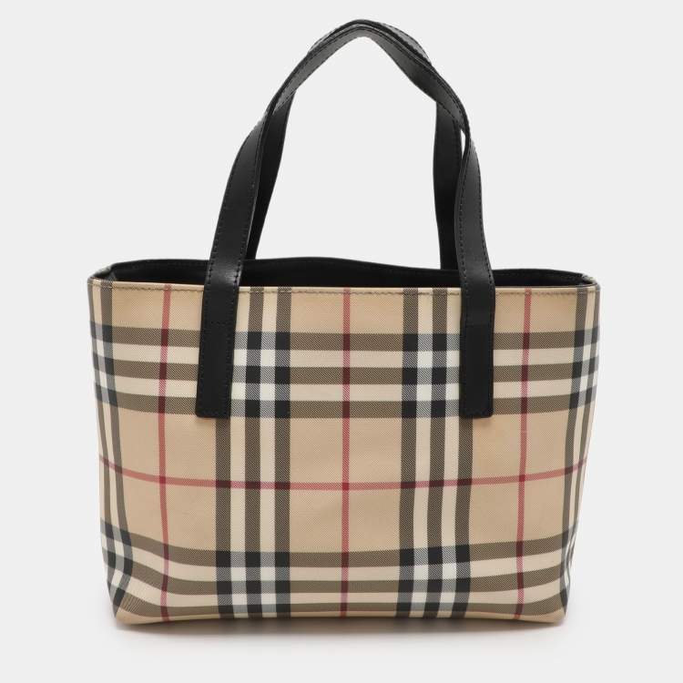 Pre Owned Burberry Beige House Check PVC Tote
