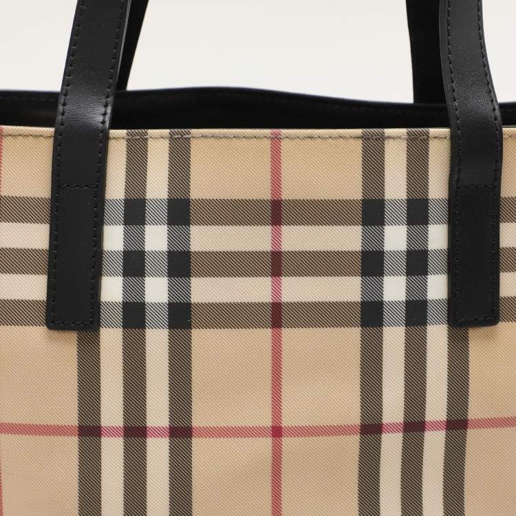 Pre Owned Burberry Beige House Check PVC Tote