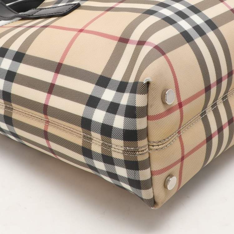 Pre Owned Burberry Beige House Check PVC Tote