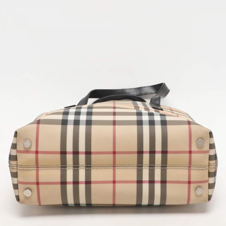 Pre Owned Burberry Beige House Check PVC Tote