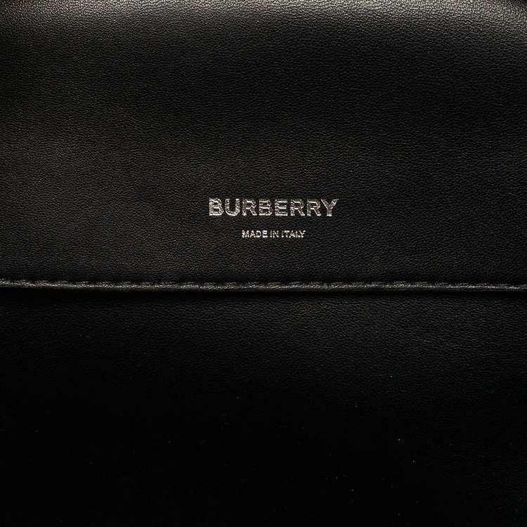 Pre Owned Burberry Black Leather Medium Cube Satchel