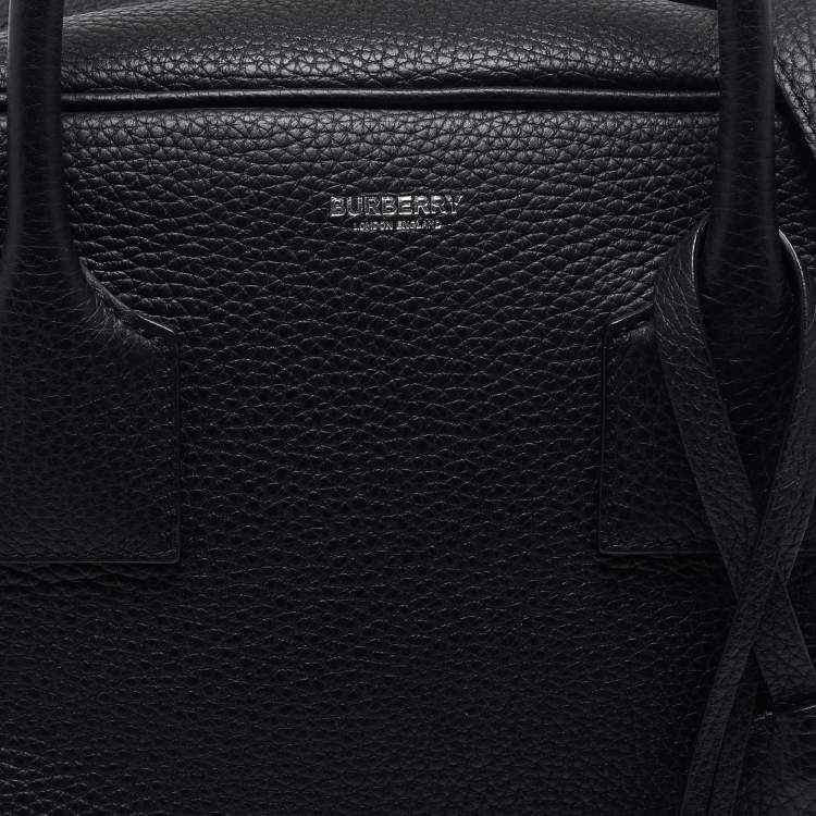 Pre Owned Burberry Black Leather Medium Cube Satchel
