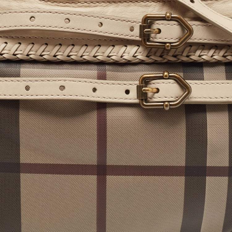 Pre Owned Burberry Beige Smoke Check PVC Waltham Shoulder Bag