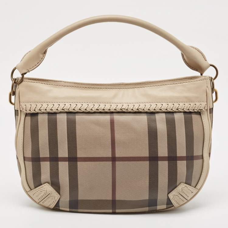 Pre Owned Burberry Beige Smoke Check PVC Waltham Shoulder Bag