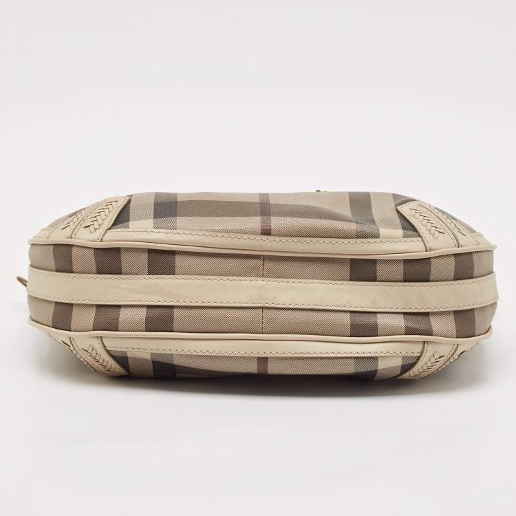 Pre Owned Burberry Beige Smoke Check PVC Waltham Shoulder Bag