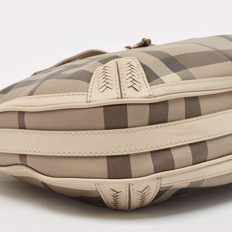 Pre Owned Burberry Beige Smoke Check PVC Waltham Shoulder Bag