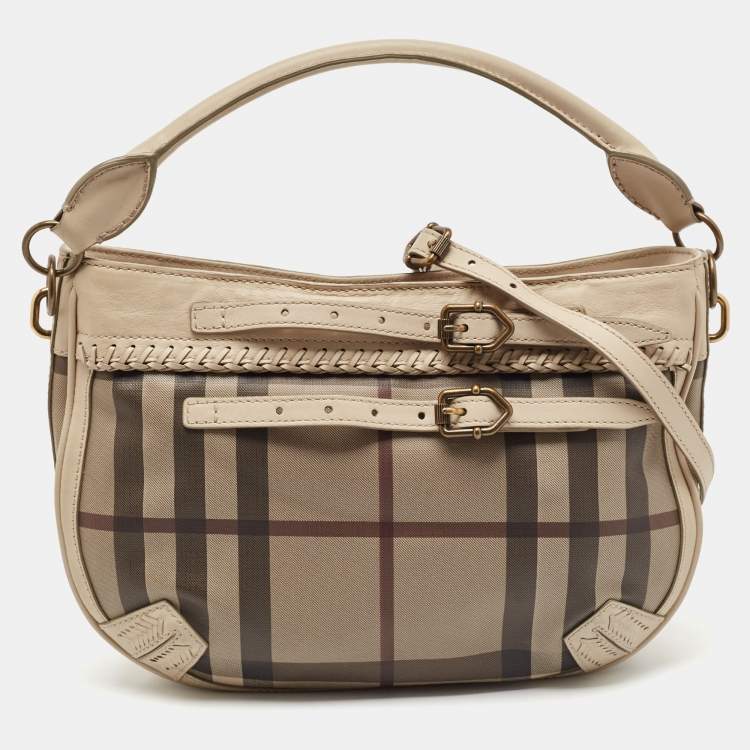 Pre Owned Burberry Beige Smoke Check PVC Waltham Shoulder Bag