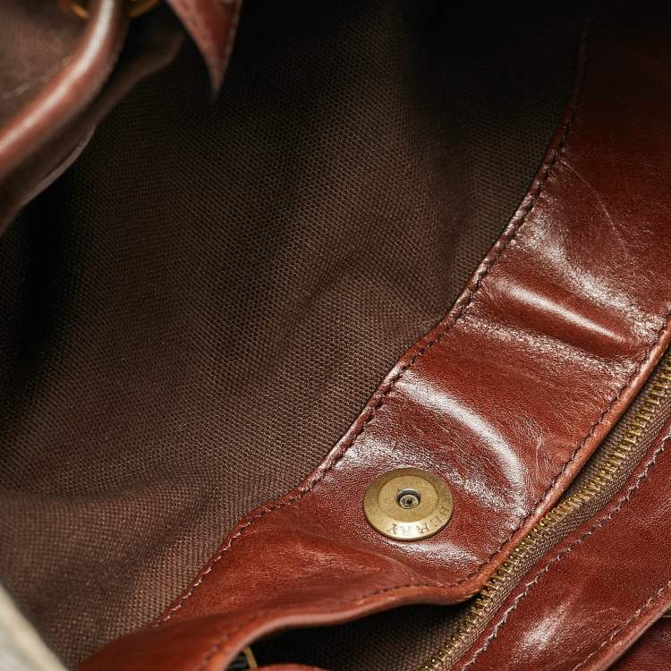 Pre Owned Burberry Brown Super Novacheck Fabric Warrior Drawstring Hobo